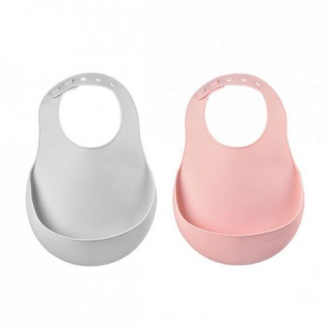 Set 2 Bavete silicon Beaba Old Pink Light Grey - poza 1