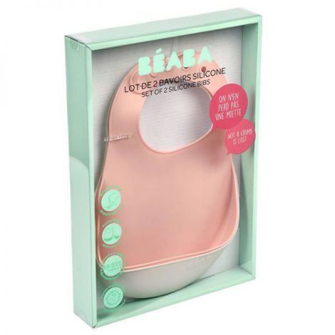 Set 2 Bavete silicon Beaba Old Pink Light Grey - poza 5
