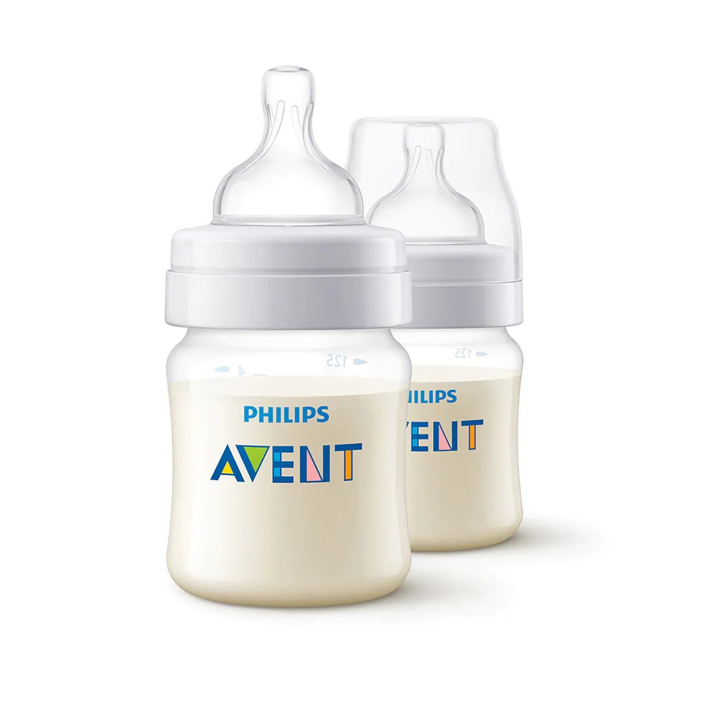 Set 2 biberoane cu tetina silicon anti colici Avent Natural 125 ml 0 luni + - poza 1