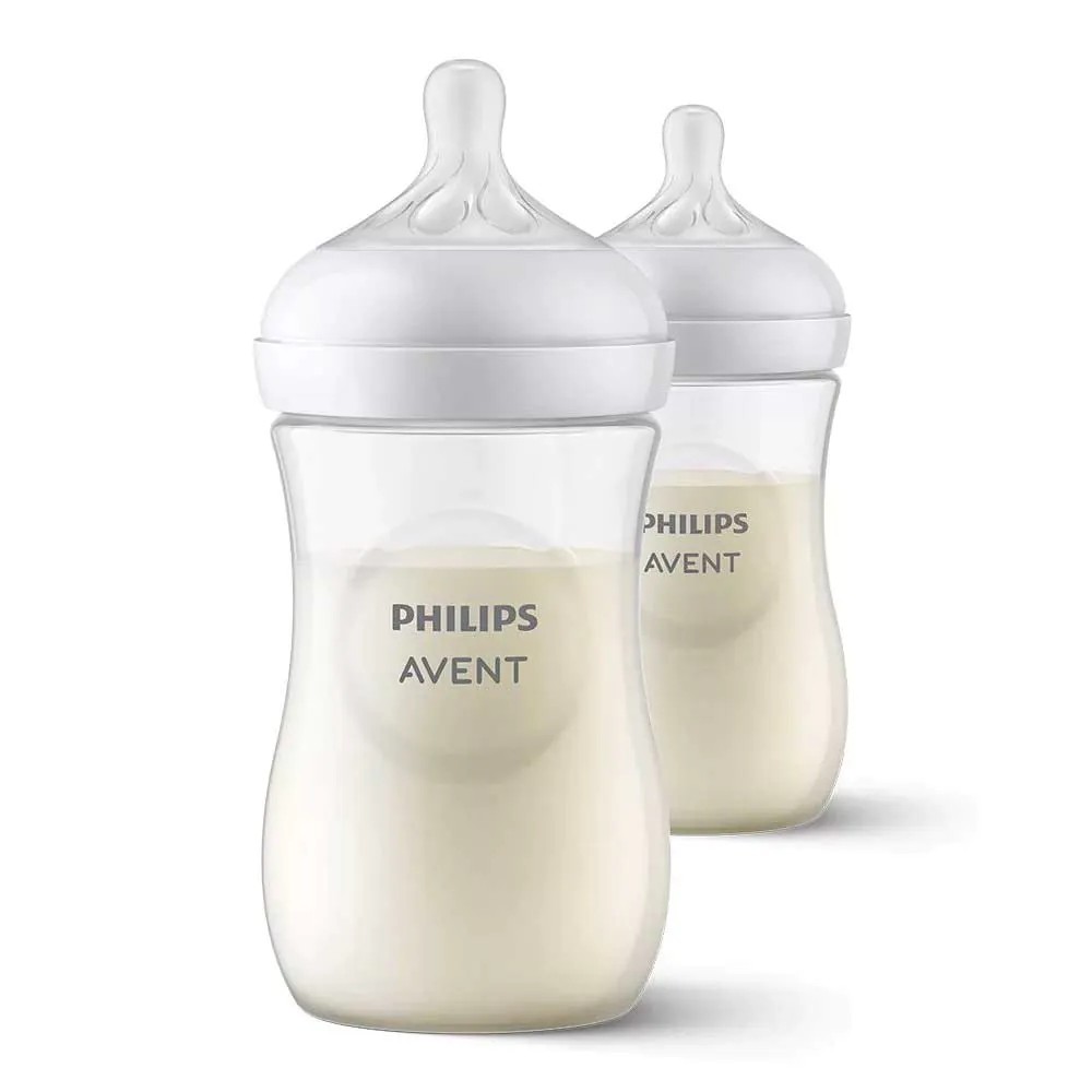 Set 2 biberoane cu tetina silicon Avent Natural Response 260 ml 1 luna + - poza 2