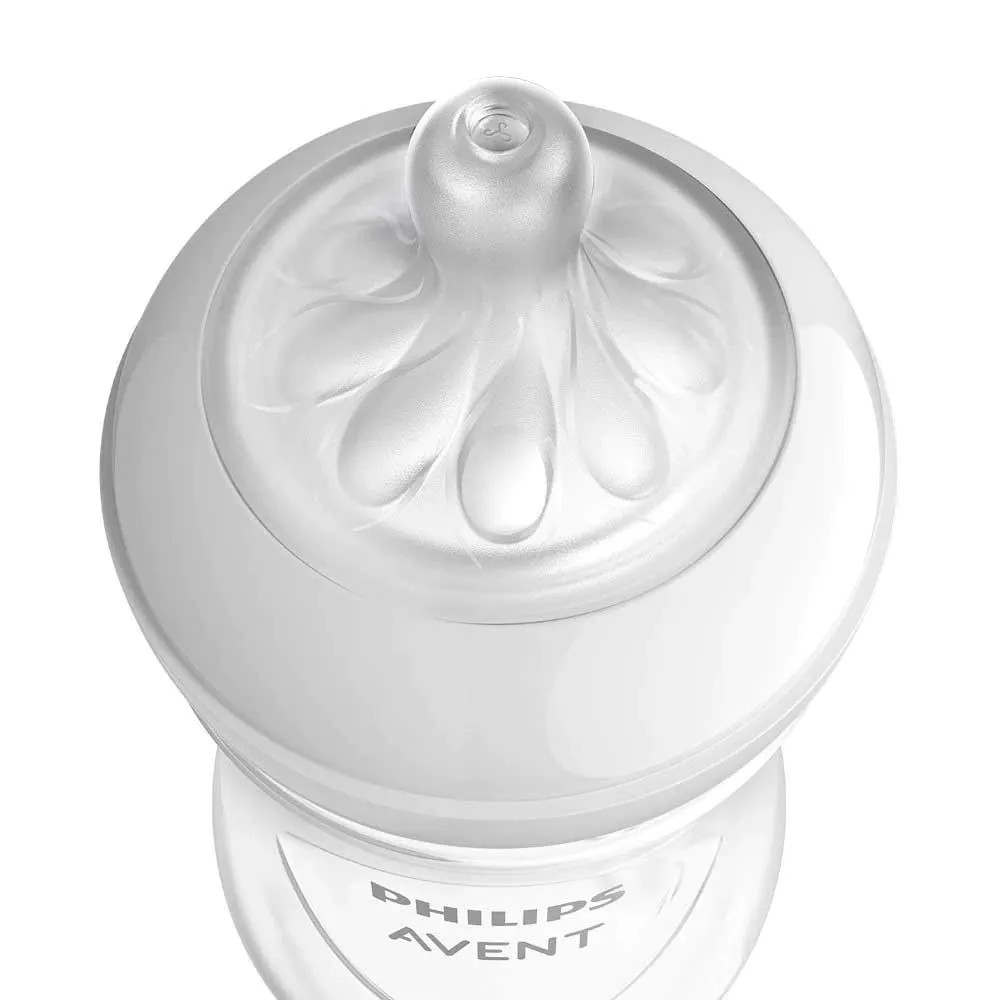 Set 2 biberoane cu tetina silicon Avent Natural Response 260 ml 1 luna + - poza 4