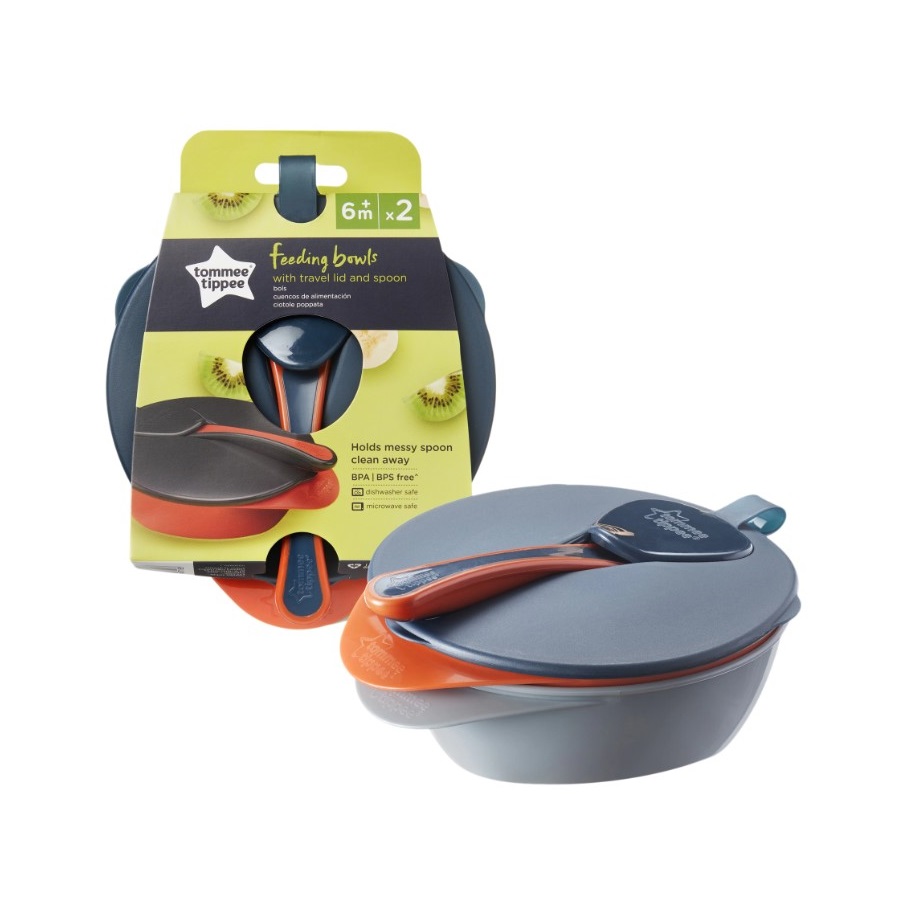 Set 2 castronele cu capac si lingura Tommee Tippee 7 luni + - poza 2