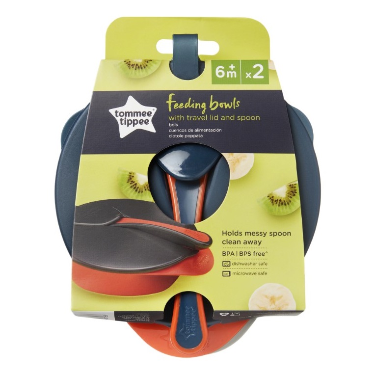 Set 2 castronele cu capac si lingura Tommee Tippee 7 luni + - poza 3