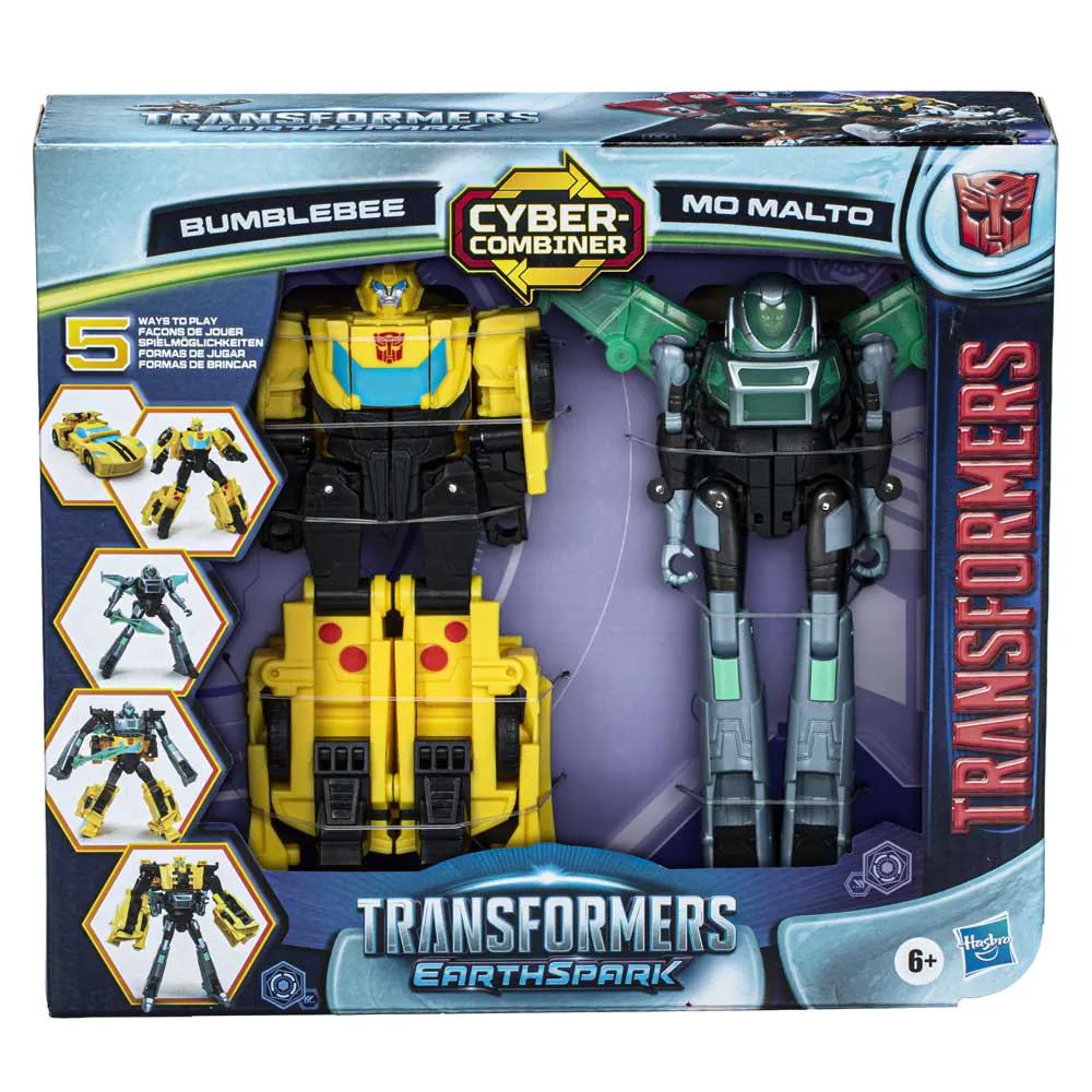 Set 2 figurine Hasbro Transformers Cyber Combiner Earth Spark Bumblebee si Mo Malto - poza 2