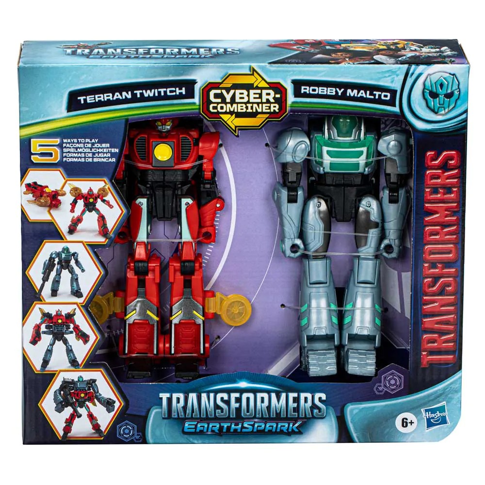 Set 2 figurine Hasbro Transformers Cyber Combiner Earth Spark Terran T si Robby Malto - poza 2
