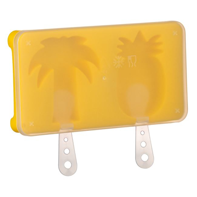 Set 2 forme inghetata cu bete,plastic,galben,18x10 cm