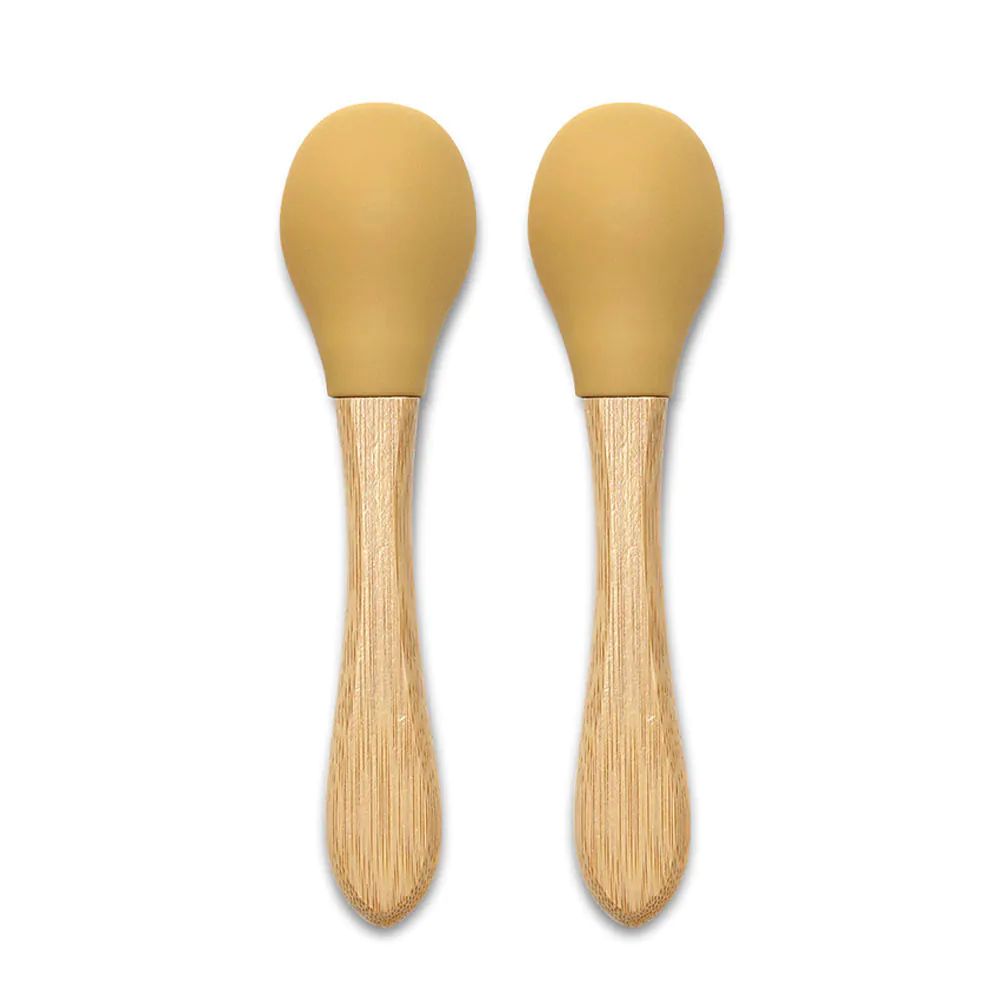 Set 2 linguri de silicon cu bambus Lorelli Natural Galben - poza 2