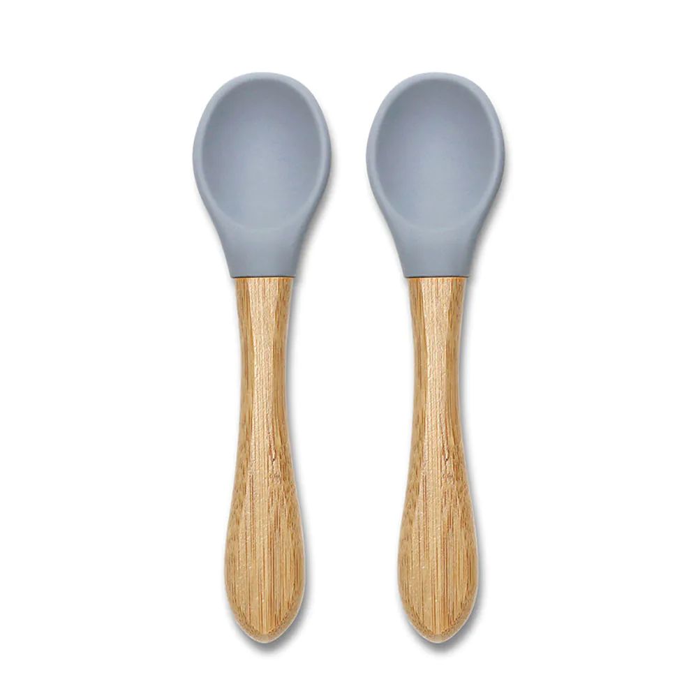 Set 2 linguri de silicon cu bambus Lorelli Natural Gri - poza 1