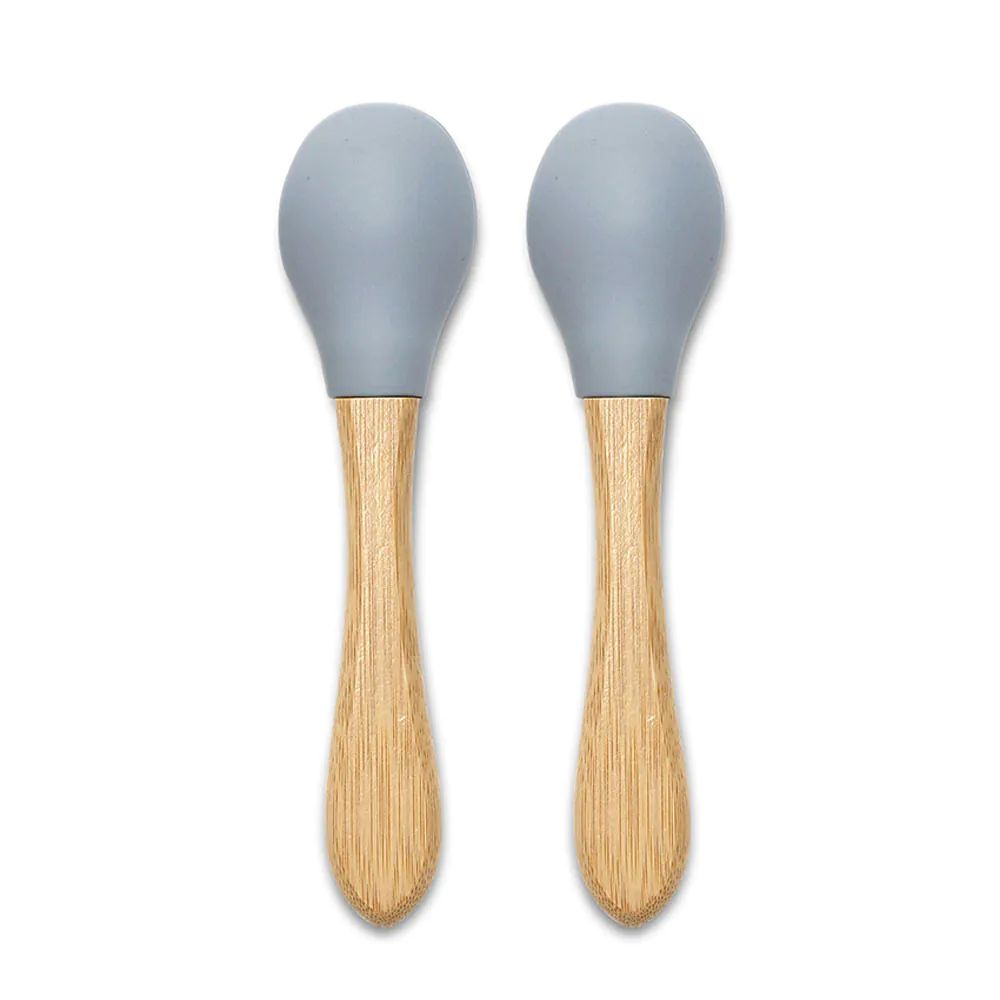 Set 2 linguri de silicon cu bambus Lorelli Natural Gri - poza 2
