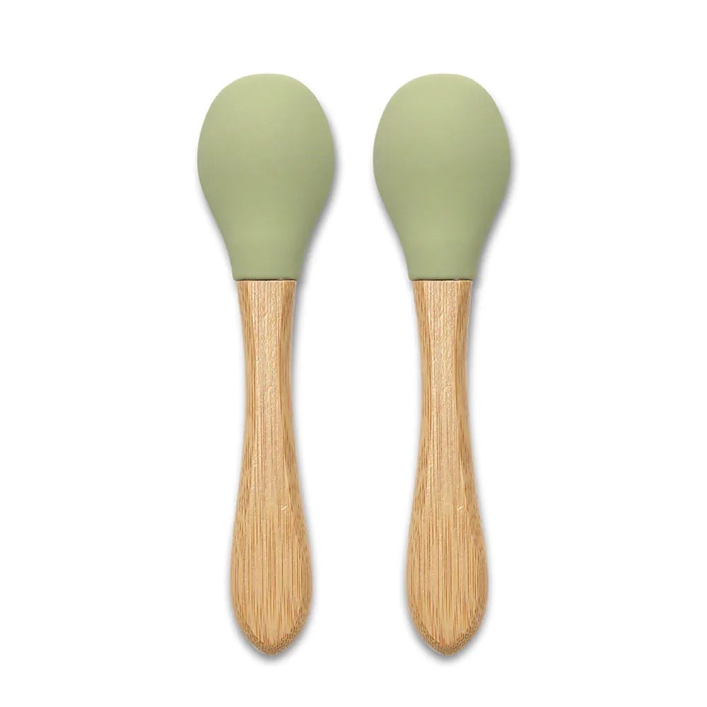 Set 2 linguri de silicon cu bambus Lorelli Natural Verde - poza 2