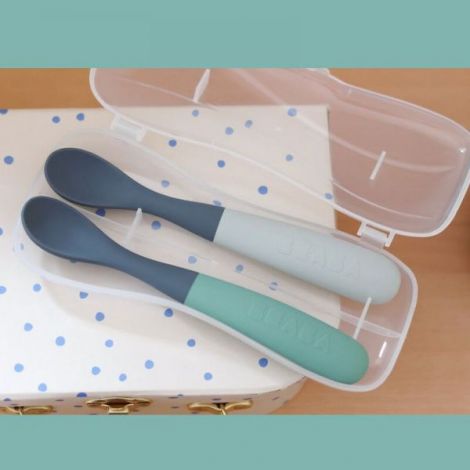 Set 2 lingurite silicon Beaba Bicolor Mineral - poza 2