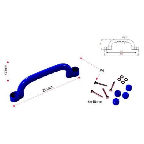 Set 2 manere de prindere, Smart-Line handgrips, 25 cm, pentru spatii de joaca, albastre, KBT - poza 4