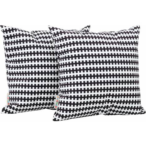 Set 2 perne decorative patrate Alb-negru linii - poza 1