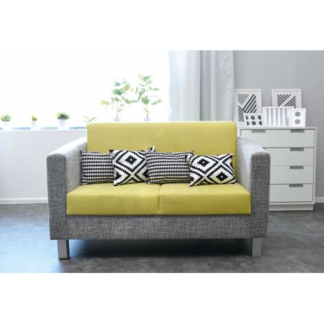Set 2 perne decorative patrate Alb-negru linii - poza 2