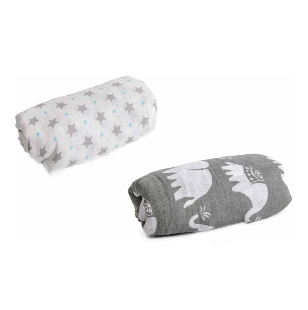 Set 2 scutece muselina cu cleme de prindere Cangaroo 120 x 120 Aimy - poza 1