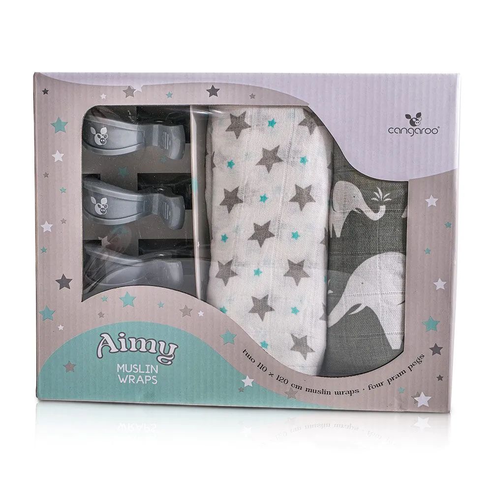 Set 2 scutece muselina cu cleme de prindere Cangaroo 120 x 120 Aimy - poza 3