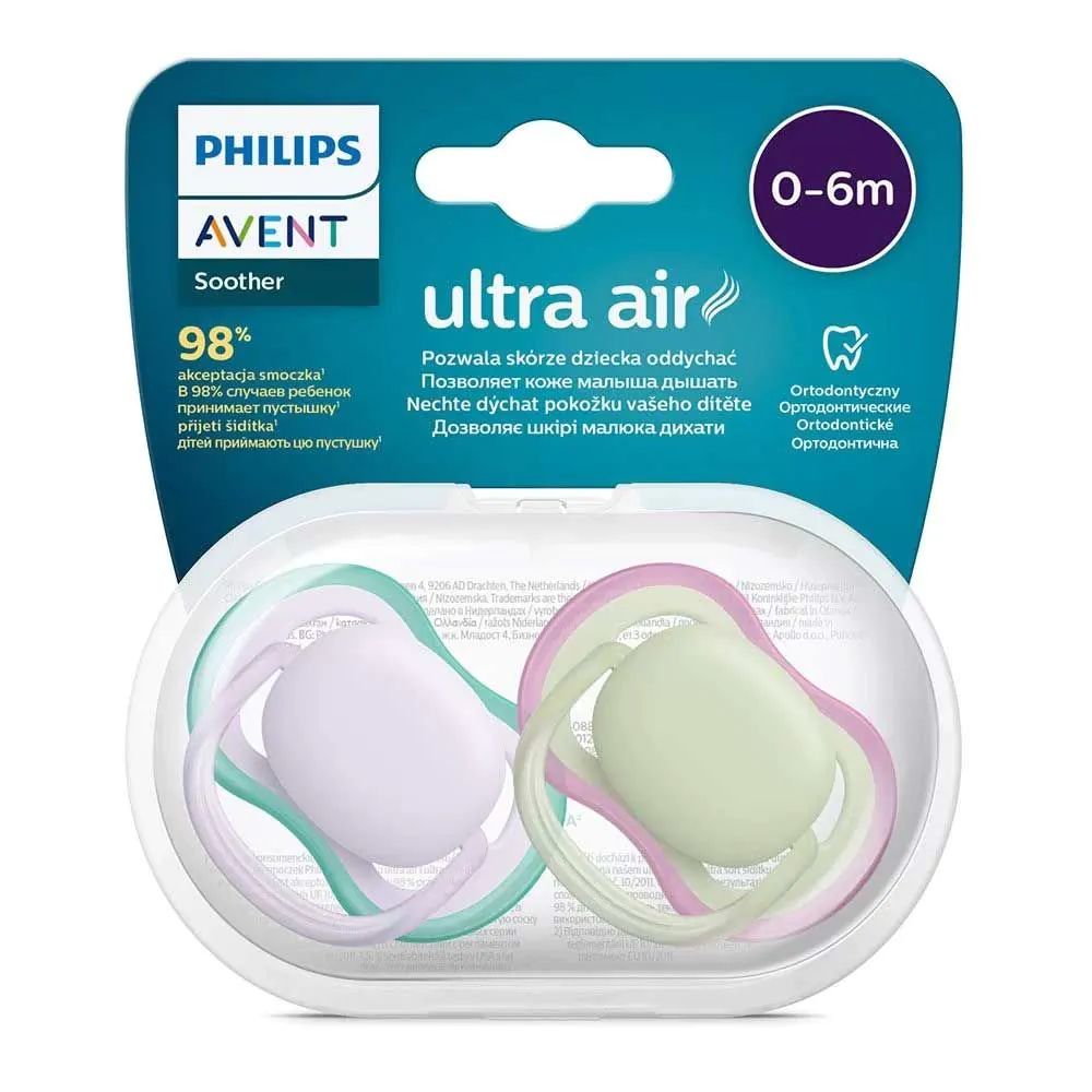 Set 2 suzete Avent din silicon Ultra Air Girl 0-6 luni - poza 2