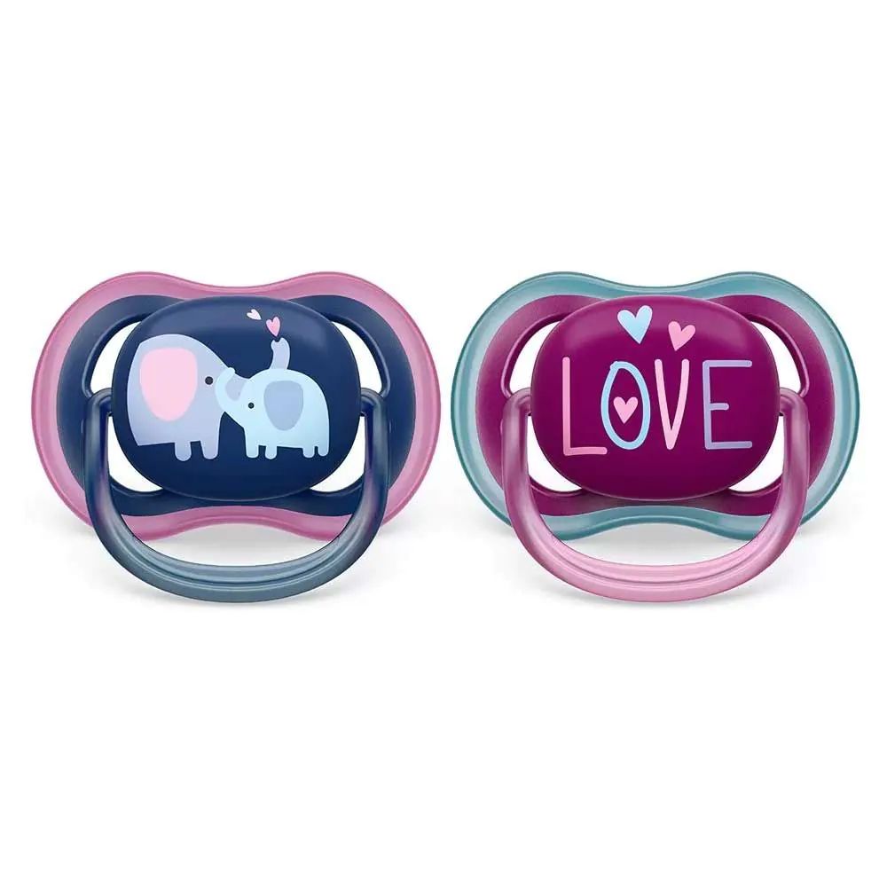 Set 2 suzete Avent din silicon Ultra Air Girl 18 luni+ - poza 1