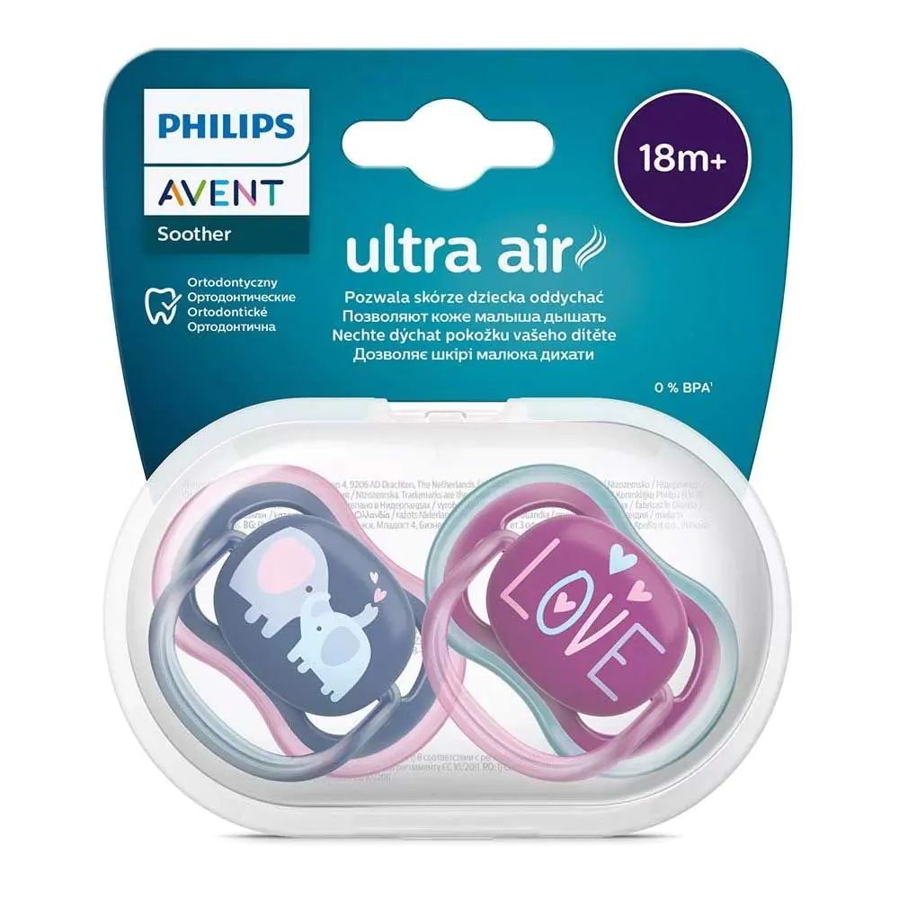 Set 2 suzete Avent din silicon Ultra Air Girl 18 luni+ - poza 2