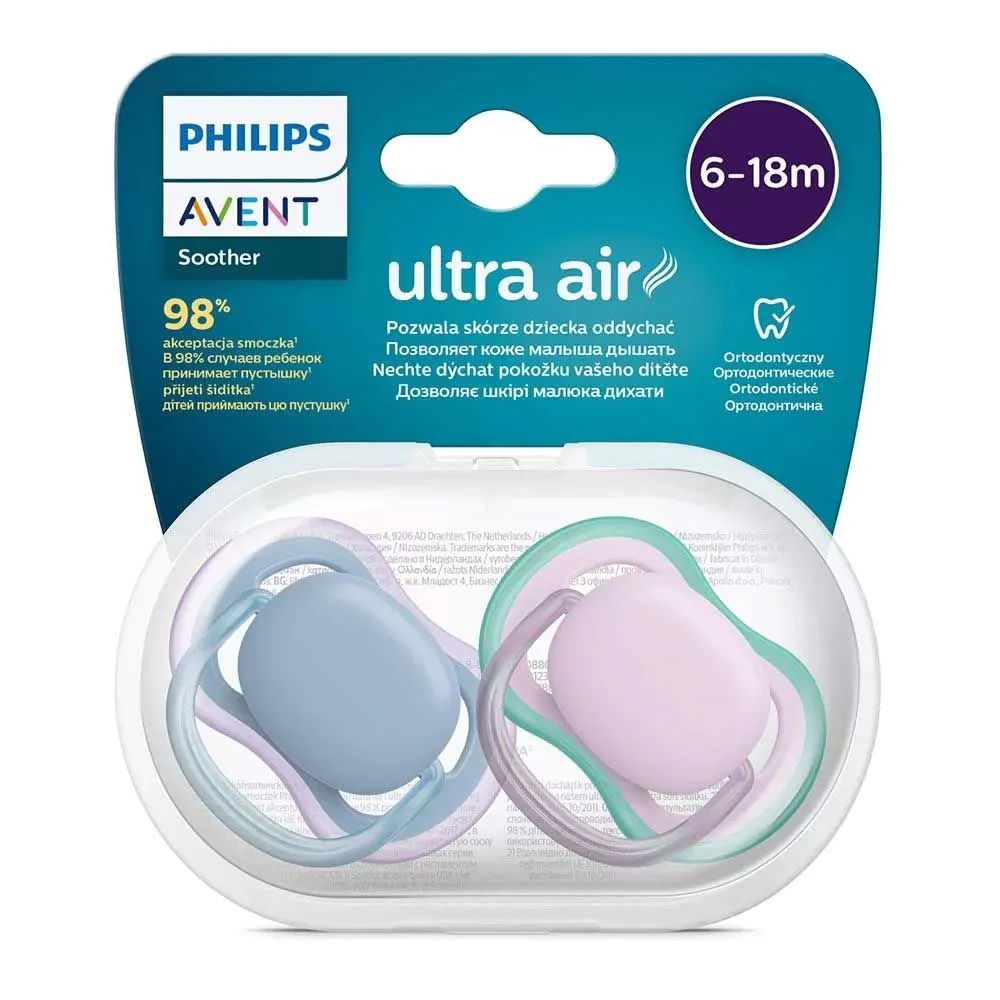 Set 2 suzete Avent din silicon Ultra Air Girl 6-18 luni - poza 2