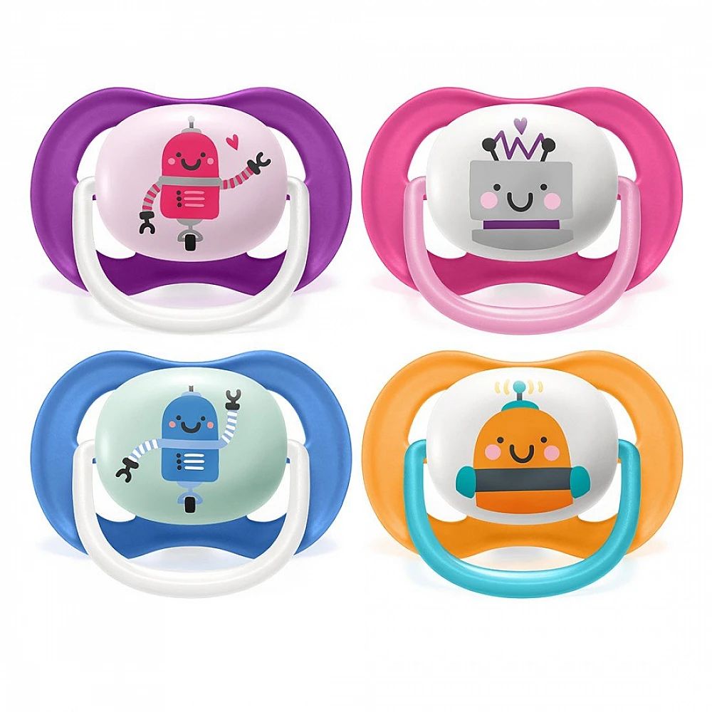 Set 2 suzete Avent din silicon Ultra Air Happy Mix 6-18 luni - poza 1