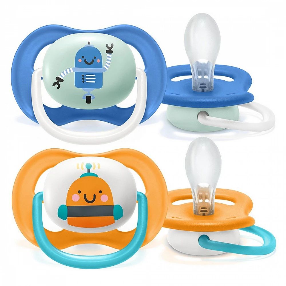 Set 2 suzete Avent din silicon Ultra Air Happy Mix 6-18 luni - poza 2