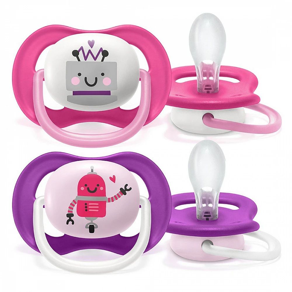 Set 2 suzete Avent din silicon Ultra Air Happy Mix 6-18 luni - poza 4