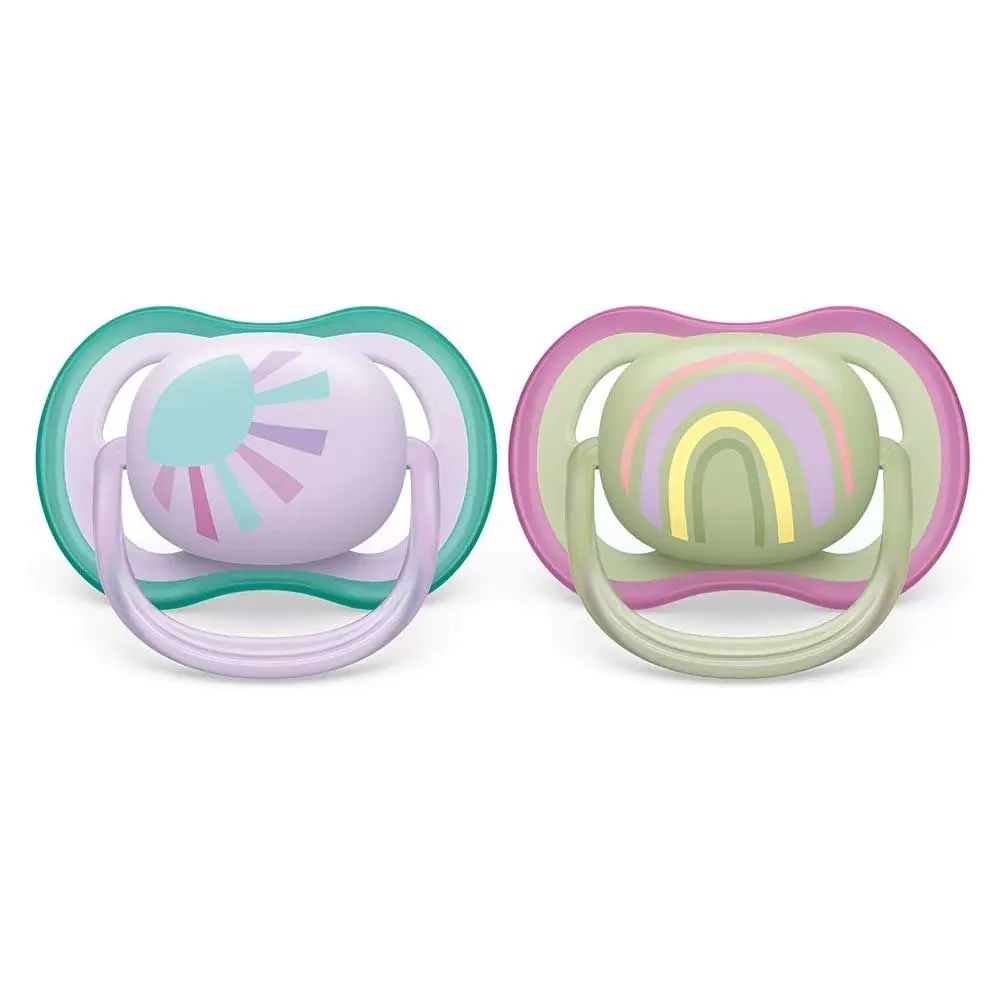 Set 2 suzete Avent din silicon Ultra Air Sun Rainbow Purple 0-6 luni - poza 1