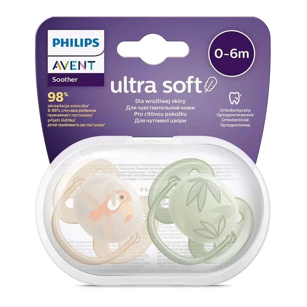 Set 2 suzete Avent din silicon Ultra Soft Unisex 0-6 luni - poza 2