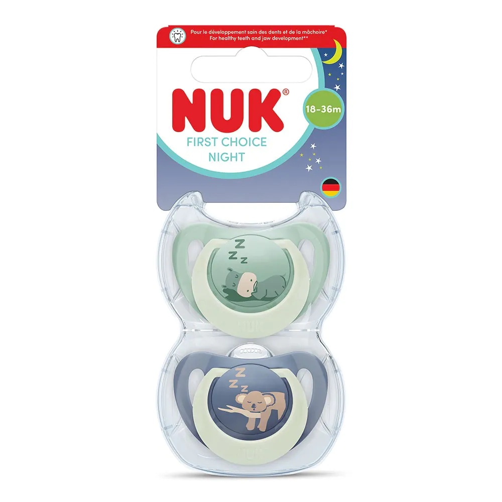 Set 2 Suzete NUK First Choice Night Silicon Cutie Depozitare Hipopotam/Koala 18-36 luni - poza 1