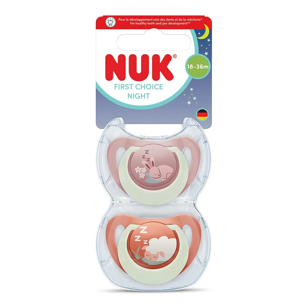 Set 2 Suzete NUK First Choice Night Silicon Cutie Depozitare Iepure/Oita 18-36 luni - poza 1