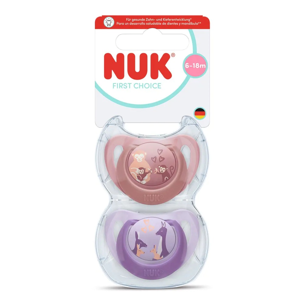 Set 2 Suzete NUK First Choice Silicon Cutie Depozitare Maimuta/Cangur 6-18 luni - poza 1