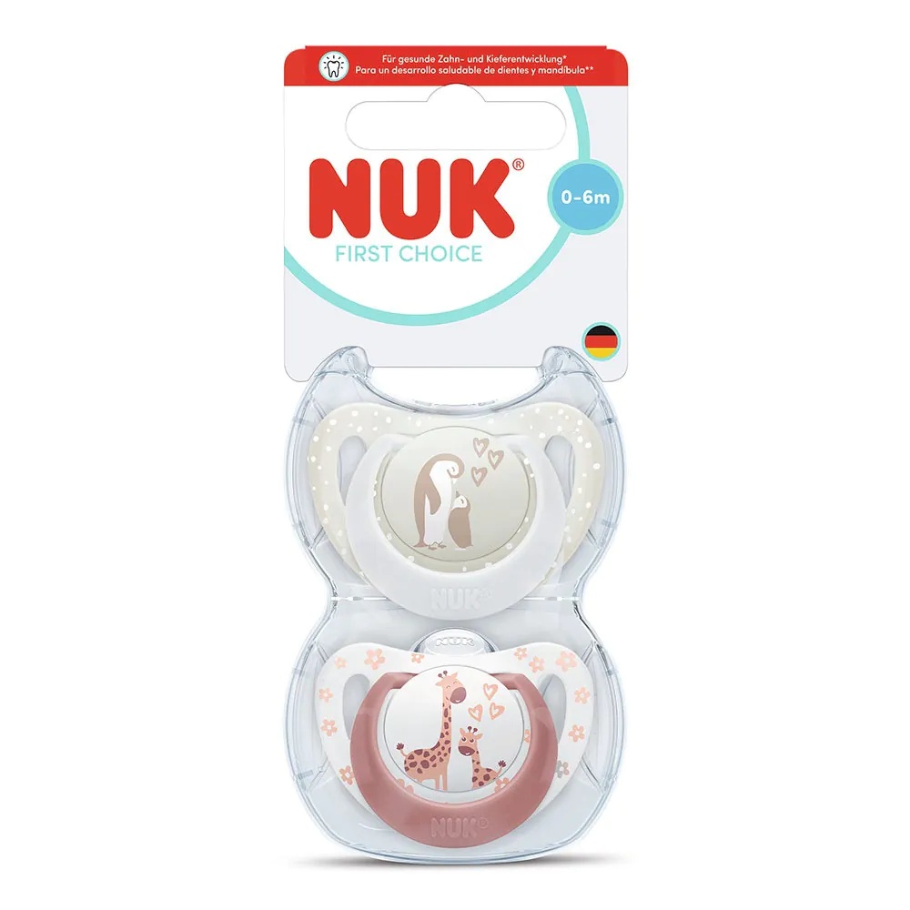 Set 2 Suzete NUK First Choice Silicon Cutie Depozitare Pinguin/Girafa 0-6 luni - poza 1