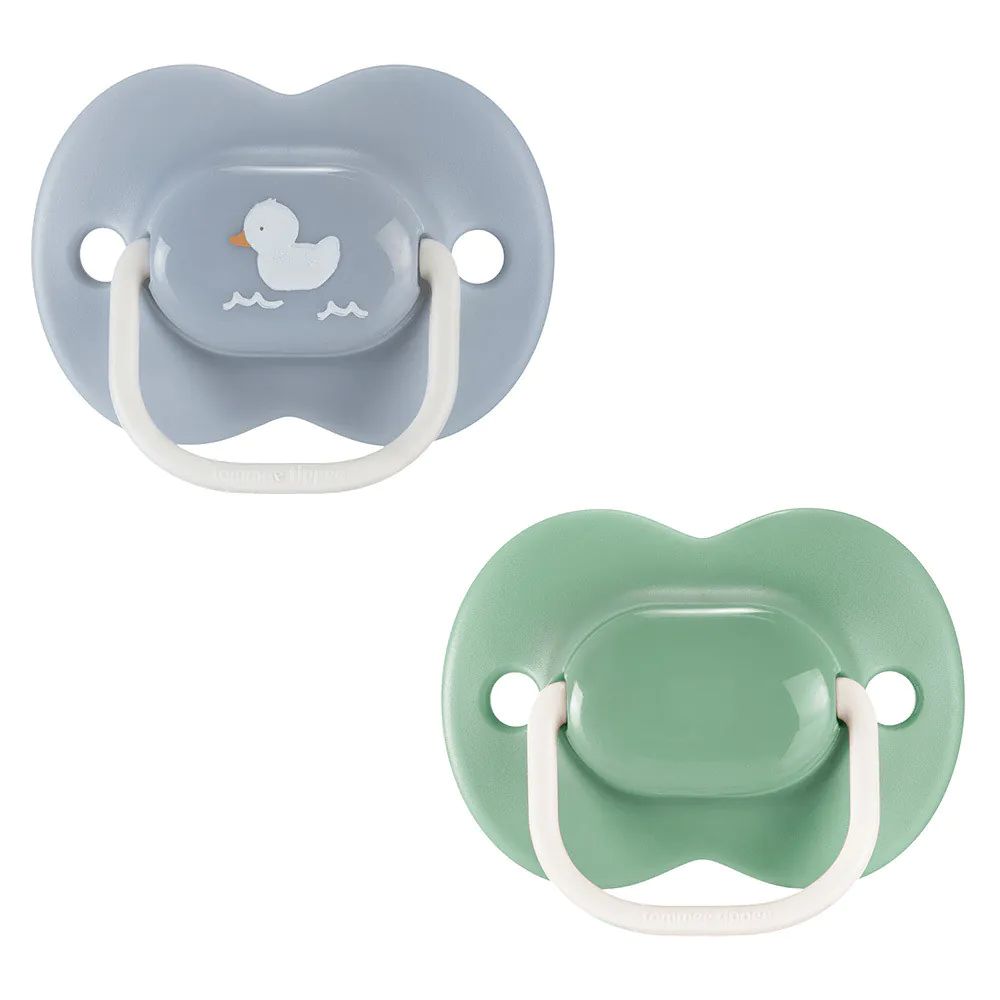 Set 2 suzete ortodontice silicon Tommee Tippee Anytime 18-36 luni Green Blue Duck - poza 1