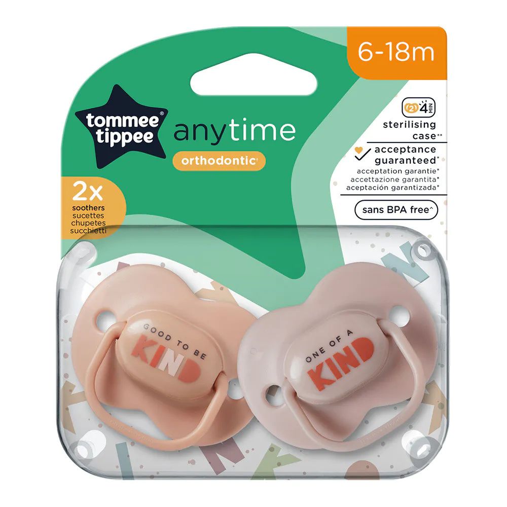 Set 2 suzete ortodontice silicon Tommee Tippee Anytime 6-18 luni Pink Kind - poza 2