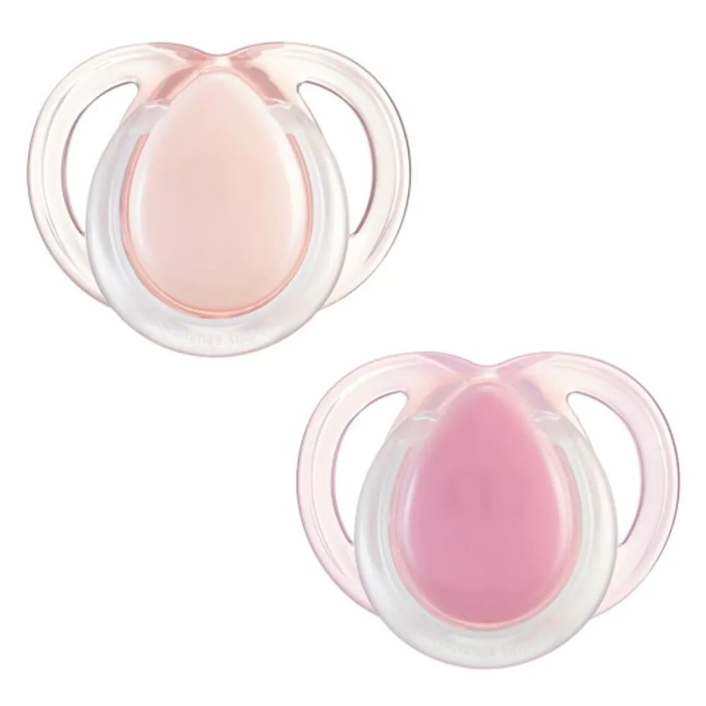 Set 2 suzete ortodontice silicon Tommee Tippee Night 0-6 luni Pink - poza 1