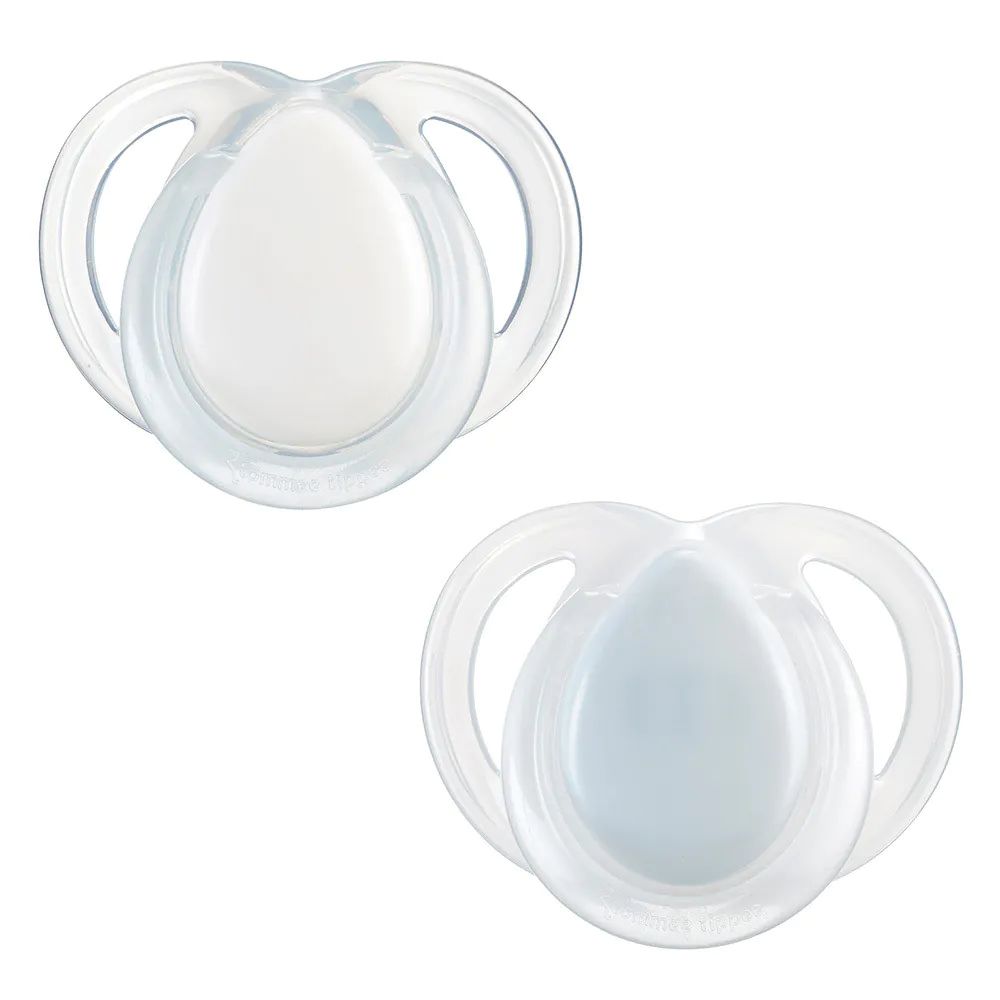 Set 2 suzete ortodontice silicon Tommee Tippee Night 0-6 luni White Blue - poza 1
