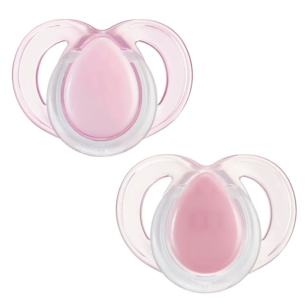 Set 2 suzete ortodontice silicon Tommee Tippee Night 6-18 luni Pink - poza 1
