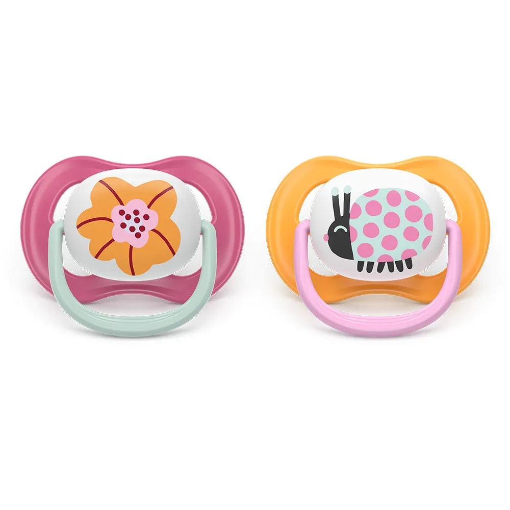 Set 2 Suzete Philips Avent Ultra Air Happy Silicon Fetita 6-18 luni Floare/Buburuza - poza 1