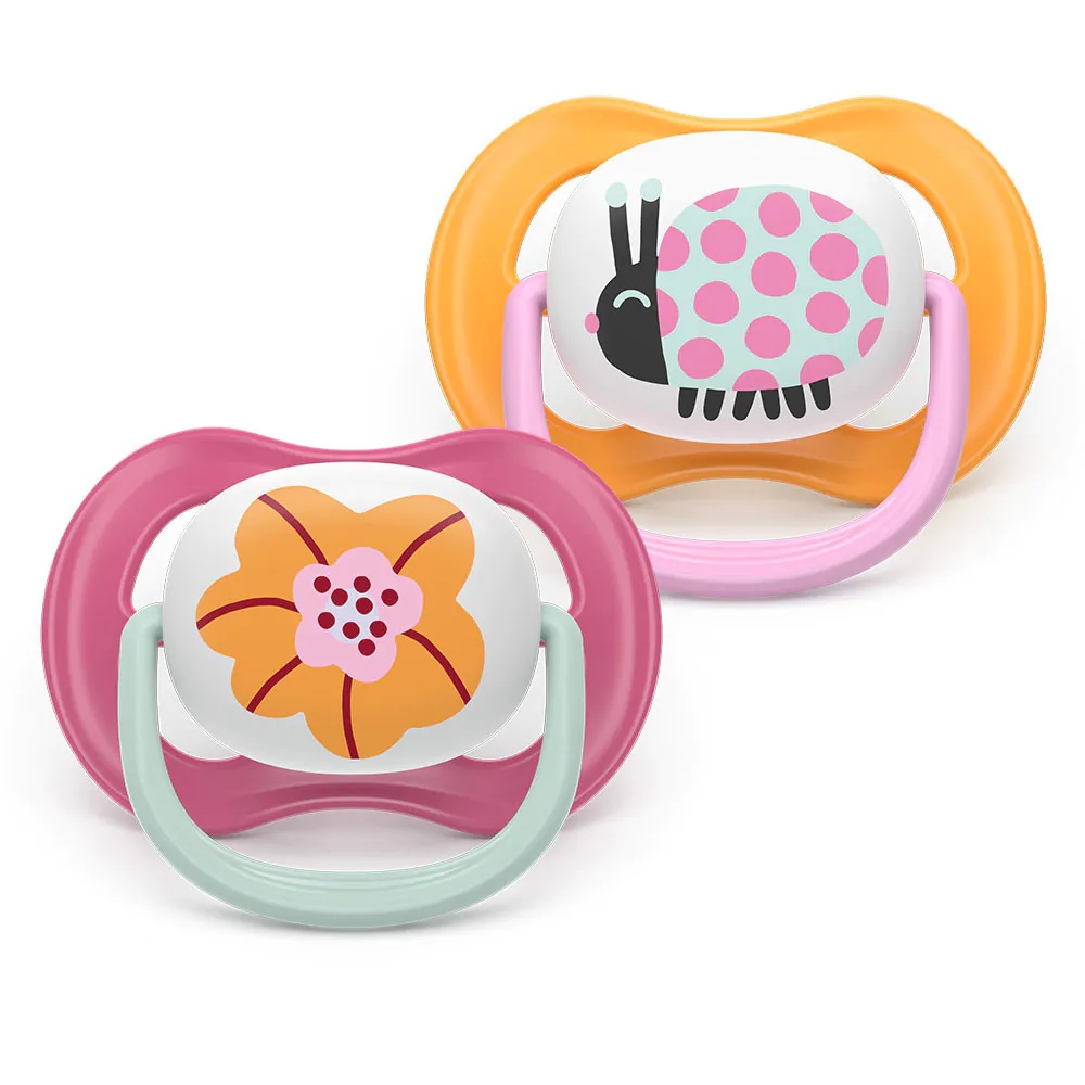 Set 2 Suzete Philips Avent Ultra Air Happy Silicon Fetita 6-18 luni Floare/Buburuza - poza 2