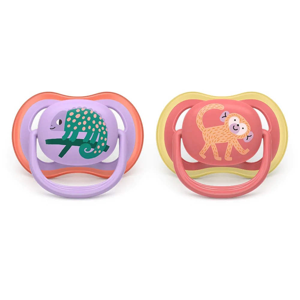 Set 2 Suzete Philips Avent Ultra Air Silicon Fetita 18 luni Cameleon/Maimuta - poza 1