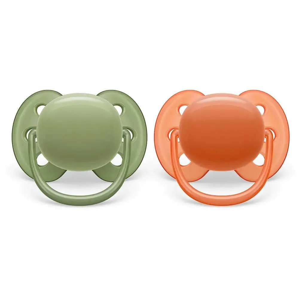 Set 2 suzete silicon Avent Ultra Air 18 luni + Verde si Portocaliu - poza 1