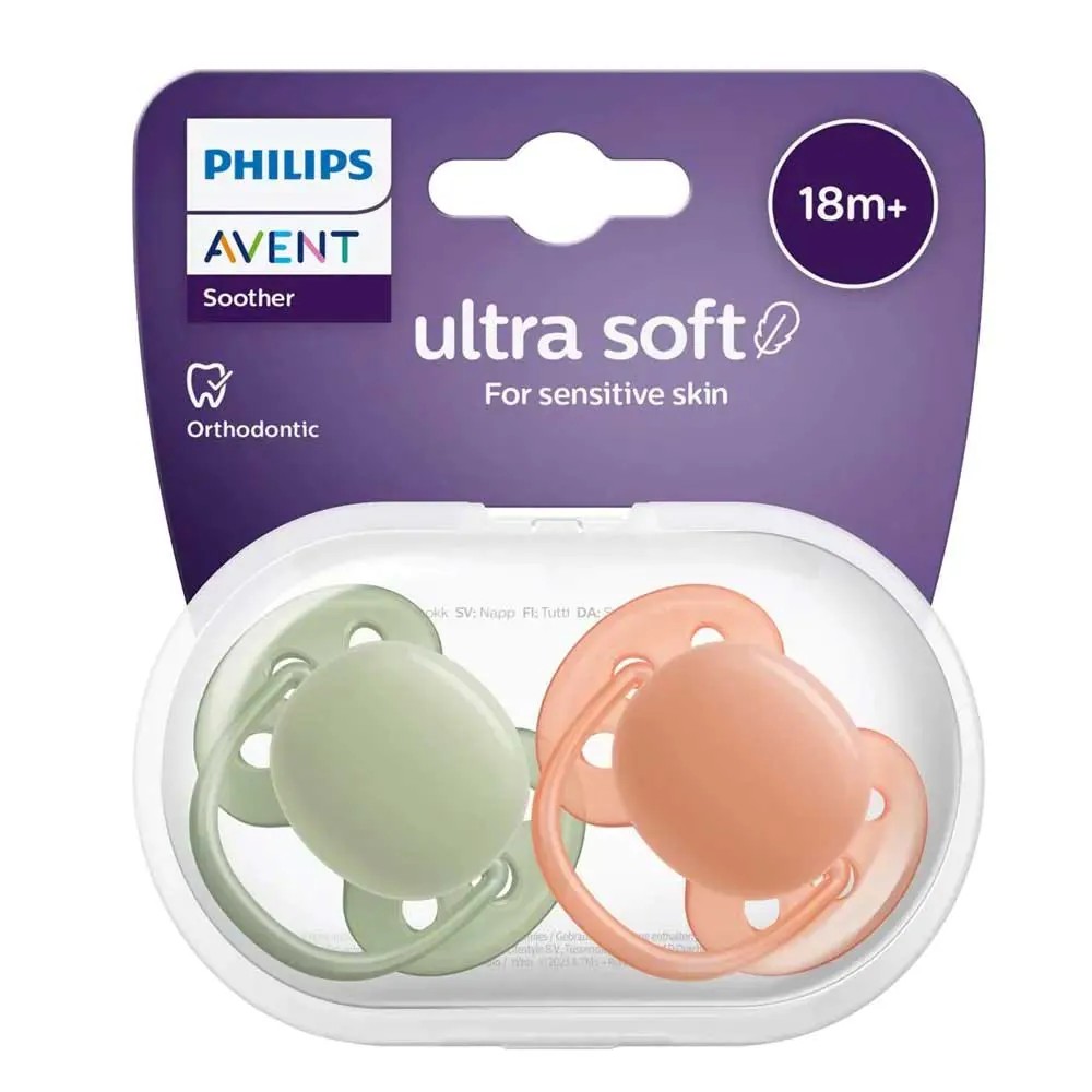 Set 2 suzete silicon Avent Ultra Air 18 luni + Verde si Portocaliu - poza 2