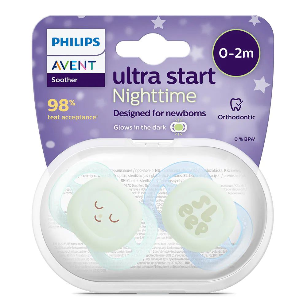 Set 2 suzete silicon Avent Ultra Start Night 0-2 luni Sleep Night Baieti - poza 4