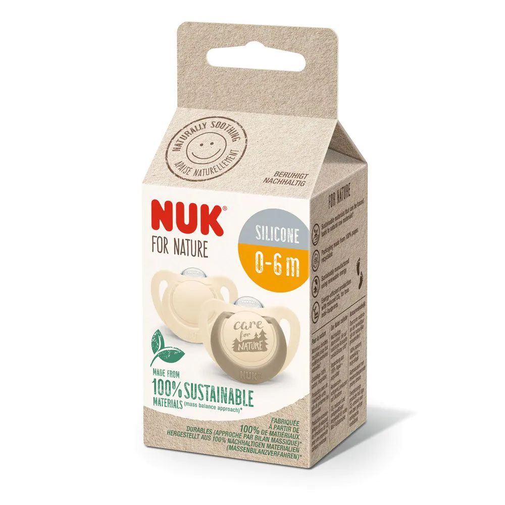 Set 2 suzete silicon Nuk For Nature 0-6 luni Crem - poza 2