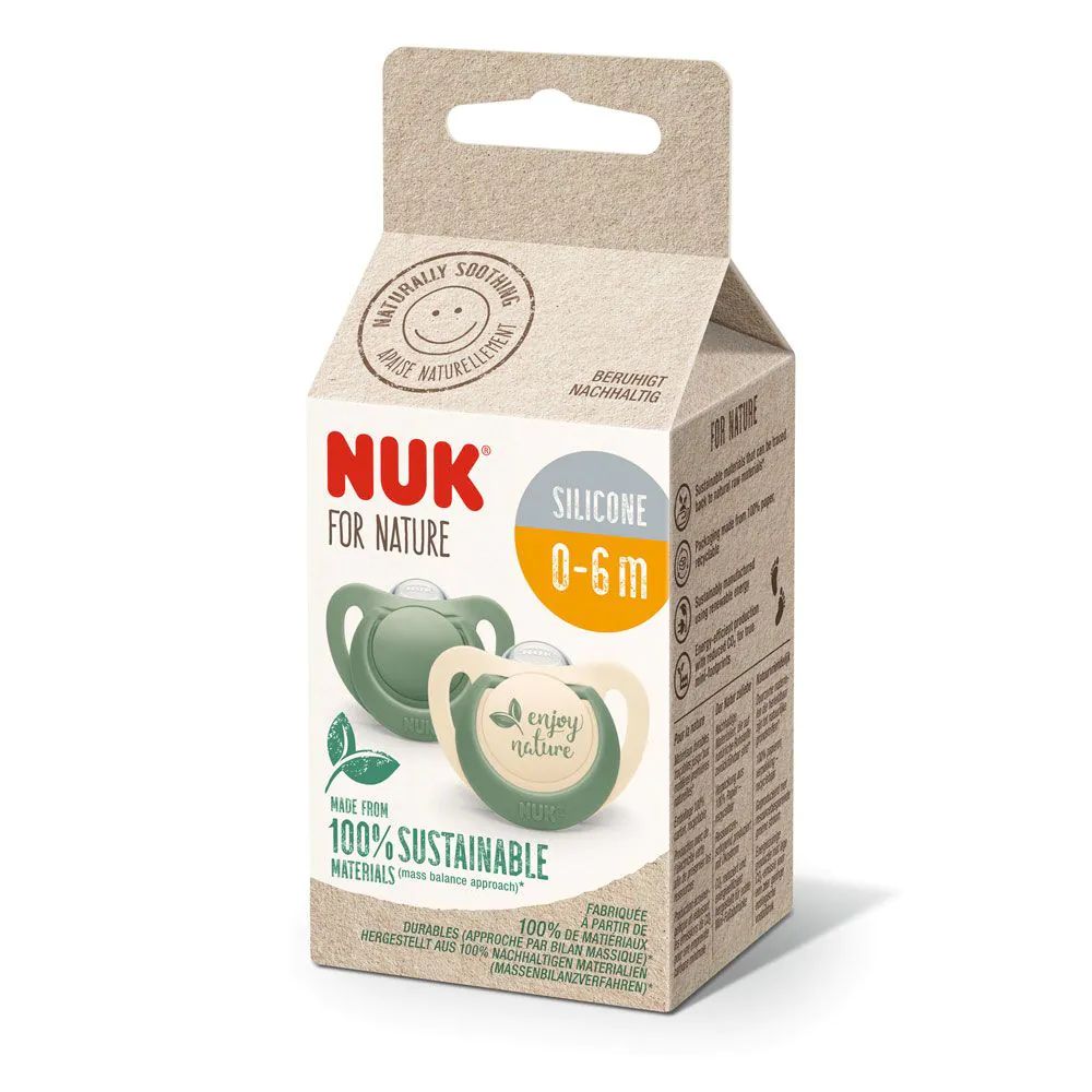 Set 2 suzete silicon Nuk For Nature 0-6 luni Verde - poza 2