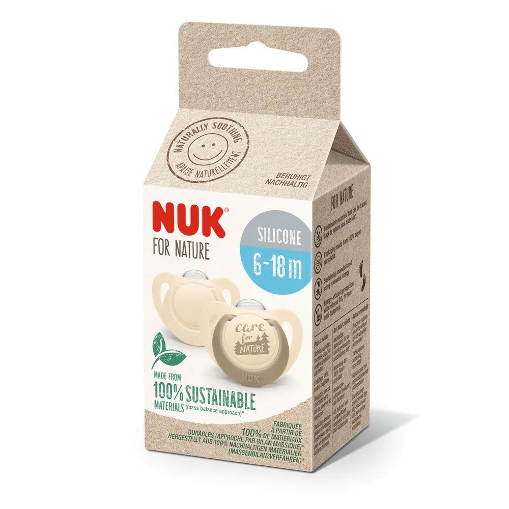 Set 2 suzete silicon Nuk For Nature 6-18 luni Crem - poza 2
