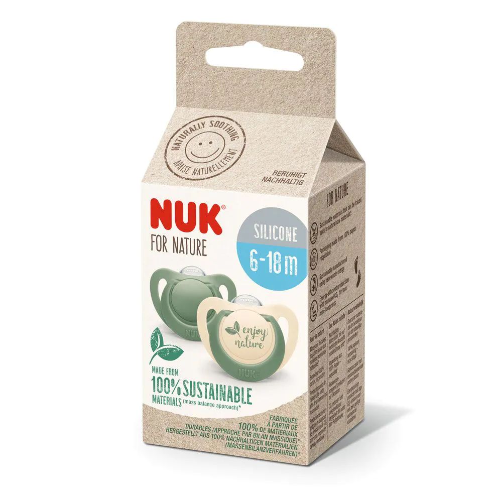 Set 2 suzete silicon Nuk For Nature 6-18 luni Verde - poza 2