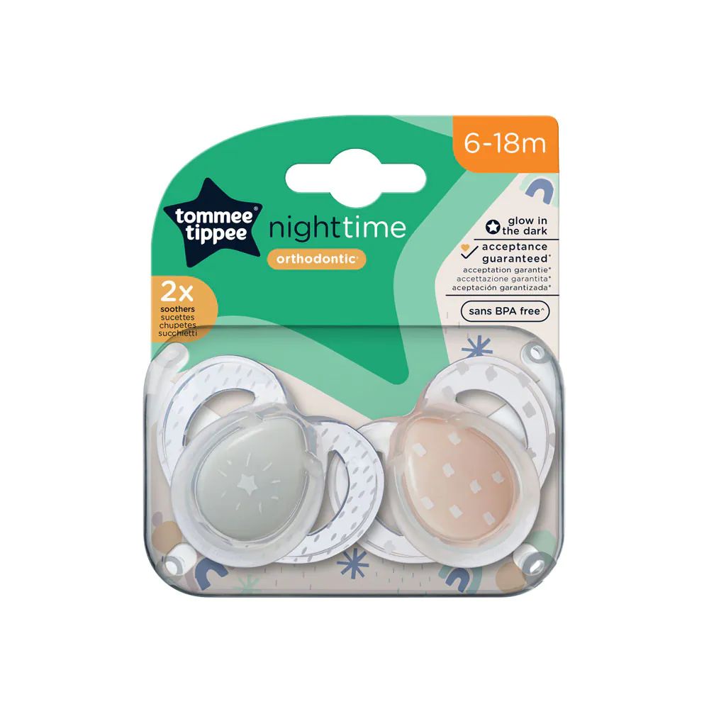 Set 2 suzete silicon ortodontice Tomme Tippee Night 6-18 luni Star Rain Pink - poza 1