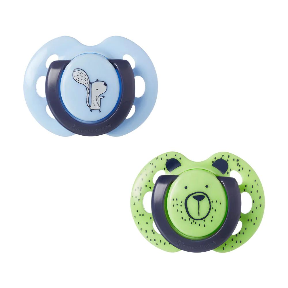 Set 2 suzete silicon ortodontice Tommee Tippee Fun Friends 0-6 luni Green Bear, Blue Squirell - poza 1